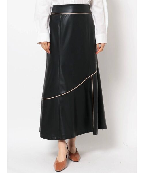 COTORICA（コトリカ）の「フェイクレザーパイピングマーメイドスカート（スカート・レディース・ブラック/ブラウン/その他1・SMALL/MEDIUM）」の3枚目の写真