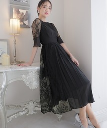 PourVous | 結婚式 パーティードレス アシンメトリー プリーツ 七分袖&ミニ丈 セレモニー フォーマル オケージョンドレス お呼ばれ 二次会 成人式 同窓会 謝恩会 20代 30代(ドレス)