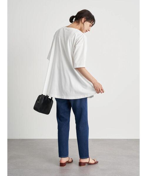 earth music&ecology（アースミュージックアンドエコロジー）の「吸水速乾センター切り替えBIGチュニック ＊（Tシャツ/カットソー・レディース・ブラック/ネイビー/オフホワイト/ボルドー/ブルーグリーン/グレイッシュベージュ・FREE）」の20枚目の写真