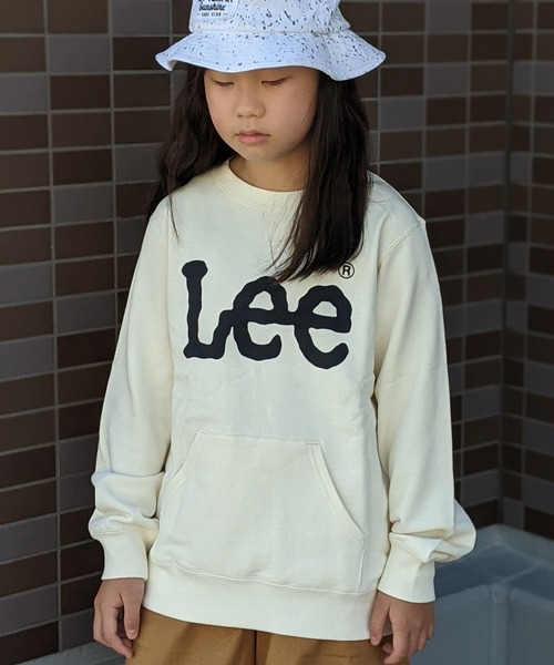 Lee（リー）の「Lee/リー キッズ　裏毛 ロゴプリント入り クルースウェット（パーカー・キッズ・グレー/パープル/ホワイト・130/140/150）」の5枚目の写真