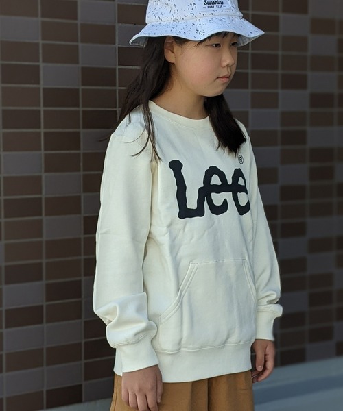 Lee（リー）の「Lee/リー キッズ　裏毛 ロゴプリント入り クルースウェット（パーカー・キッズ・グレー/パープル/ホワイト・130/140/150）」の6枚目の写真