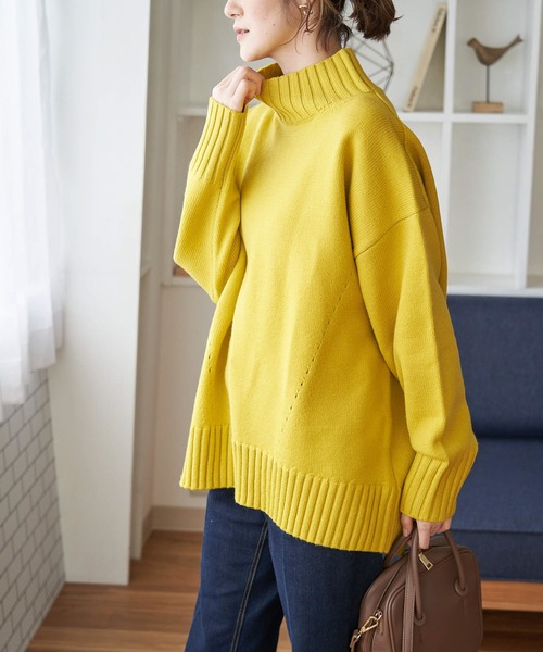 ROPE' PICNIC（ロペピクニック）の「【WEB限定】コクーンシルエットハイネックニットプルオーバー（ニット/セーター・レディース・イエロー/グリーン/グレー系その他/キナリ・38）」の4枚目の写真