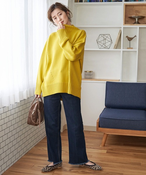ROPE' PICNIC（ロペピクニック）の「【WEB限定】コクーンシルエットハイネックニットプルオーバー（ニット/セーター・レディース・イエロー/グリーン/グレー系その他/キナリ・38）」の10枚目の写真