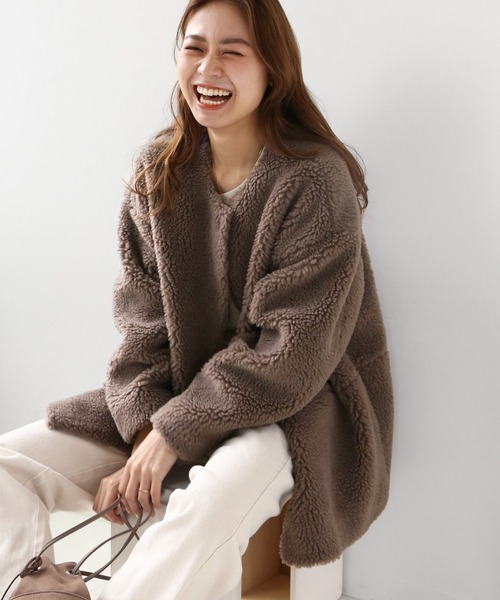 JOURNAL STANDARD relume(ジャーナルスタンダード レリューム)の「ウォッシャブルボアマフラー付きブルゾン◆(ブルゾン・レディース・グレー/ブラウン/ナチュラル・FREE)」の2枚目の写真