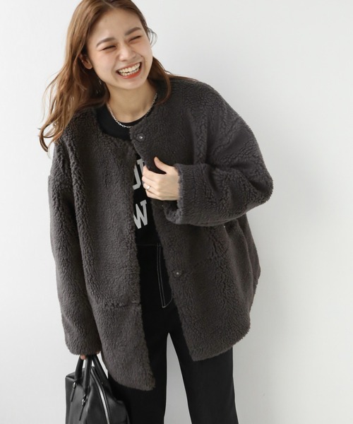 JOURNAL STANDARD relume(ジャーナルスタンダード レリューム)の「ウォッシャブルボアマフラー付きブルゾン◆(ブルゾン・レディース・グレー/ブラウン/ナチュラル・FREE)」の1枚目の写真