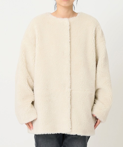 JOURNAL STANDARD relume(ジャーナルスタンダード レリューム)の「ウォッシャブルボアマフラー付きブルゾン◆(ブルゾン・レディース・グレー/ブラウン/ナチュラル・FREE)」の4枚目の写真