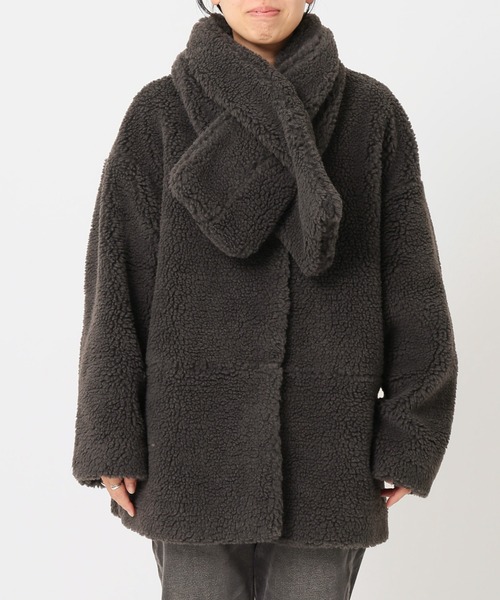 JOURNAL STANDARD relume(ジャーナルスタンダード レリューム)の「ウォッシャブルボアマフラー付きブルゾン◆(ブルゾン・レディース・グレー/ブラウン/ナチュラル・FREE)」の21枚目の写真