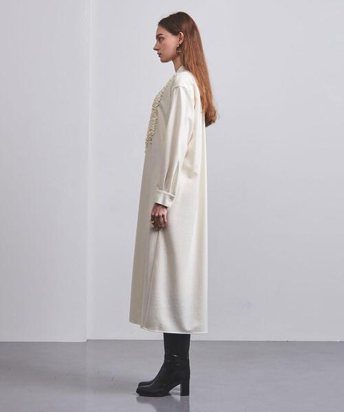 UNITED ARROWS（ユナイテッドアローズ）の「＜UNITED ARROWS＞W/N フリル スタンドカラー ワンピース G（ワンピース・レディース・オフホワイト/ブラック・FREE）」の7枚目の写真