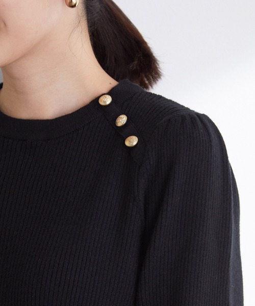 VIS（ビス）の「袖コンシャスきらっとメタル釦リブプルオーバー（ニット/セーター・レディース・ブラック/グレー/グレー系その他/ホワイト/オレンジ・M/S）」の11枚目の写真