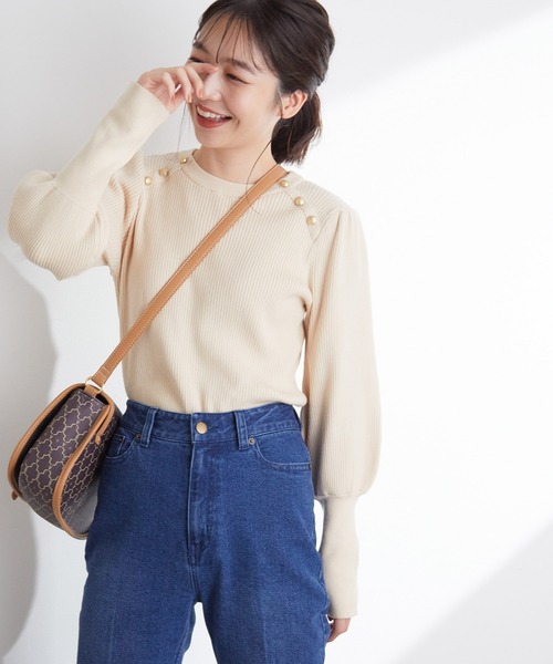 VIS（ビス）の「袖コンシャスきらっとメタル釦リブプルオーバー（ニット/セーター・レディース・ブラック/グレー/グレー系その他/ホワイト/オレンジ・M/S）」の20枚目の写真