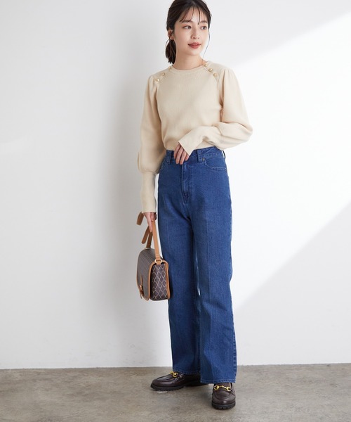 VIS（ビス）の「袖コンシャスきらっとメタル釦リブプルオーバー（ニット/セーター・レディース・ブラック/グレー/グレー系その他/ホワイト/オレンジ・M/S）」の21枚目の写真