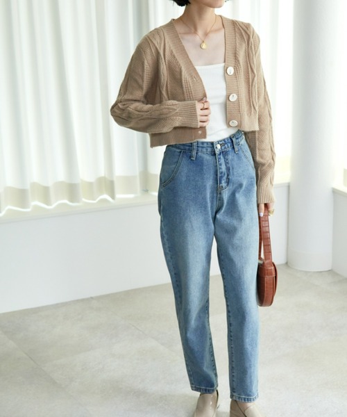 ECRIRE（エクリール）の「ケーブル柄ショートカーディガン（カーディガン/ボレロ・レディース・アイボリー/ベージュ・M）」の11枚目の写真