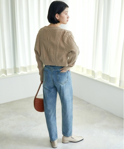 ECRIRE（エクリール）の「ケーブル柄ショートカーディガン（カーディガン/ボレロ・レディース・アイボリー/ベージュ・M）」の14枚目の写真