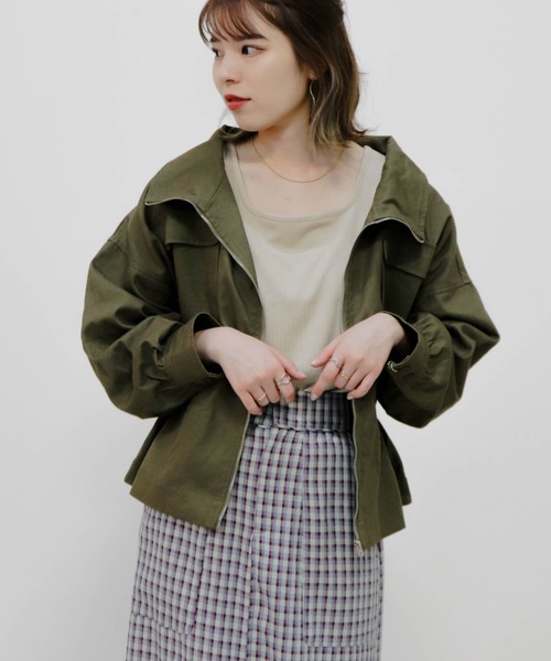 Cheek(チーク)の「スタンドカラーZIPブルゾン(ブルゾン・レディース・ベージュ/カーキ・MEDIUM)」の1枚目の写真