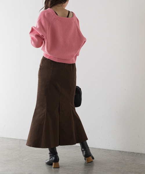 natural couture（ナチュラルクチュール）の「【WEB限定】ハイウエストマーメイドジャンスカ（ジャンパースカート・レディース・スミクロ/グリーン/ブラウン/ベージュ/チェック・FREE）」の19枚目の写真