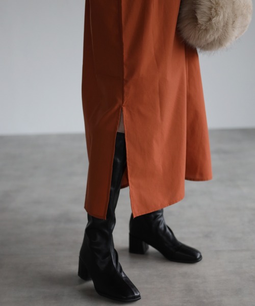 r.(アールドット)の「前後2wayレースアップ ワンピース(シャツワンピース・レディース・ブラック/ブラウン/オレンジ/グレイッシュベージュ・FREE)」の9枚目の写真