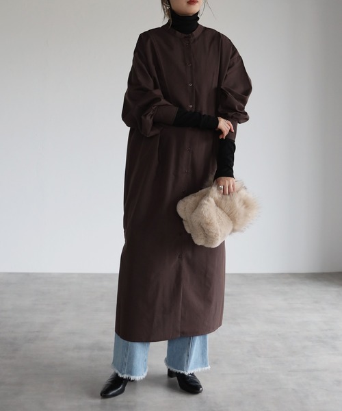 r.(アールドット)の「前後2wayレースアップ ワンピース(シャツワンピース・レディース・ブラック/ブラウン/オレンジ/グレイッシュベージュ・FREE)」の10枚目の写真