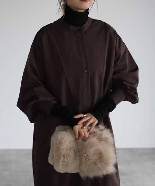 r.(アールドット)の「前後2wayレースアップ ワンピース(シャツワンピース・レディース・ブラック/ブラウン/オレンジ/グレイッシュベージュ・FREE)」の19枚目の写真