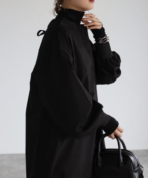 r.(アールドット)の「前後2wayレースアップ ワンピース(シャツワンピース・レディース・ブラック/ブラウン/オレンジ/グレイッシュベージュ・FREE)」の16枚目の写真