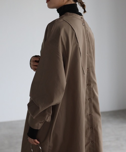 r.(アールドット)の「前後2wayレースアップ ワンピース(シャツワンピース・レディース・ブラック/ブラウン/オレンジ/グレイッシュベージュ・FREE)」の8枚目の写真