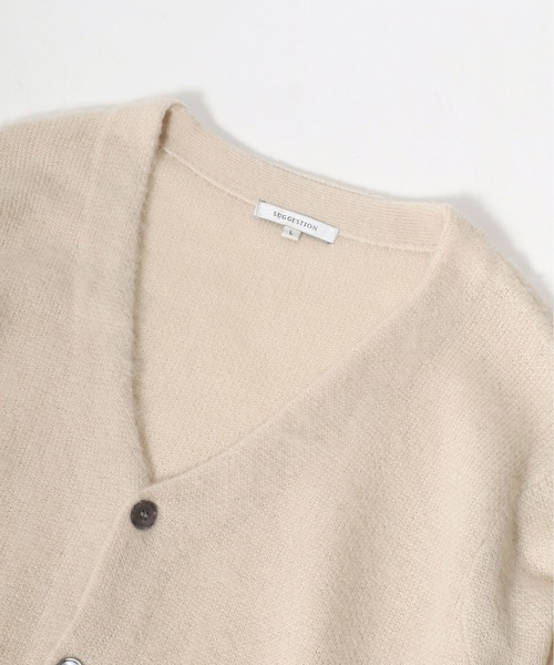 ANPAS（アンパス）の「Mohair Touch Shaggy Knit Cardigan/モヘアタッチ シャギーニットルーズカーディガン（カーディガン/ボレロ・メンズ・アイボリー/ブラック/グレイッシュベージュ/グリーン/グレイッシュブルー/レッド・M/L）」の13枚目の写真