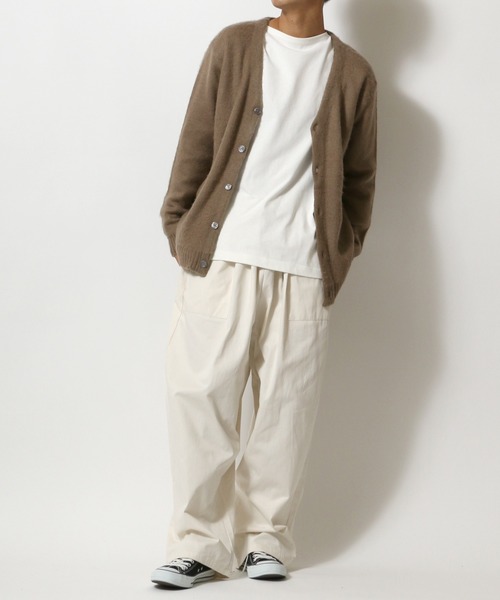 ANPAS（アンパス）の「Mohair Touch Shaggy Knit Cardigan/モヘアタッチ シャギーニットルーズカーディガン（カーディガン/ボレロ・メンズ・アイボリー/ブラック/グレイッシュベージュ/グリーン/グレイッシュブルー/レッド・M/L）」の20枚目の写真