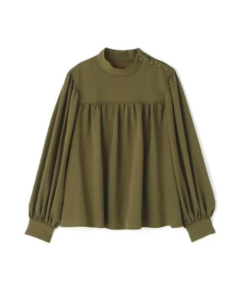 N.(N. Natural Beauty Basic)(エヌエヌナチュラルビューティーベーシック)の「◆肩ボタンハイネックギャザーブラウス(シャツ/ブラウス・レディース・オフホワイト/ブラック/カーキ・MEDIUM)」の17枚目の写真