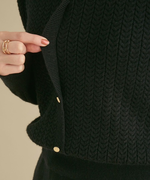 VIS（ビス）の「【新色追加】ミニケーブルゴールド釦アクセントニットワンピース（ワンピース・レディース・ブラック/ダークブラウン/ブルー系その他4/ネイビー/ベージュ・S/M）」の14枚目の写真