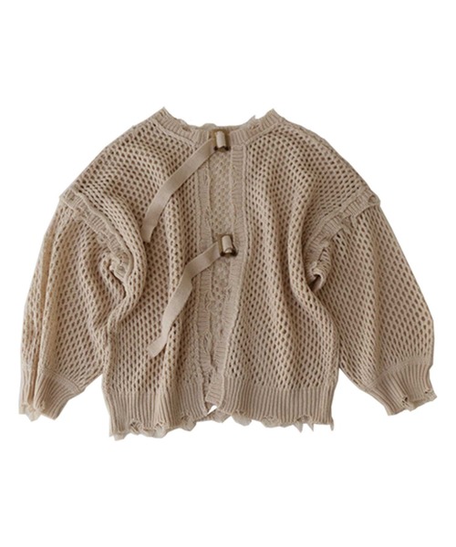 antiqua（アンティカ）の「マルチウェイ透かし編みニットカーデ（ニット/セーター・キッズ・ブラック/ベージュ/パープル・2/4/6）」の9枚目の写真