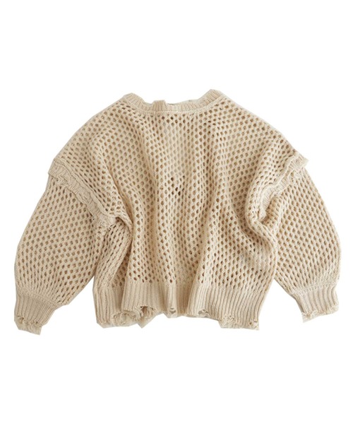 antiqua（アンティカ）の「マルチウェイ透かし編みニットカーデ（ニット/セーター・キッズ・ブラック/ベージュ/パープル・2/4/6）」の11枚目の写真