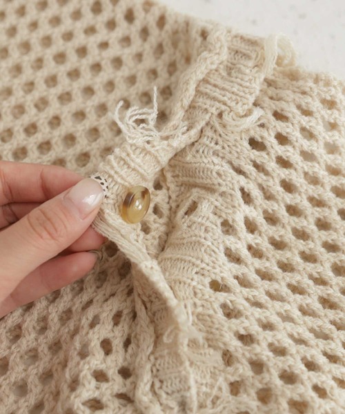 antiqua（アンティカ）の「マルチウェイ透かし編みニットカーデ（ニット/セーター・キッズ・ブラック/ベージュ/パープル・2/4/6）」の17枚目の写真