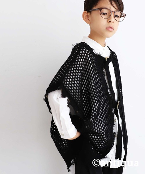 antiqua（アンティカ）の「マルチウェイ透かし編みニットカーデ（ニット/セーター・キッズ・ブラック/ベージュ/パープル・2/4/6）」の20枚目の写真