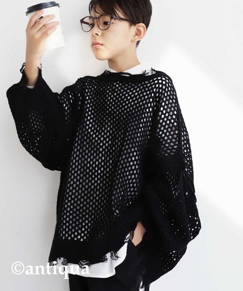 antiqua（アンティカ）の「マルチウェイ透かし編みニットカーデ（ニット/セーター・キッズ・ブラック/ベージュ/パープル・2/4/6）」の19枚目の写真