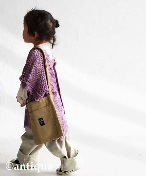 antiqua（アンティカ）の「マルチウェイ透かし編みニットカーデ（ニット/セーター・キッズ・ブラック/ベージュ/パープル・2/4/6）」の6枚目の写真