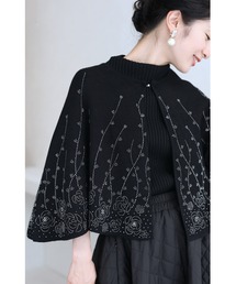 (黒)ストーンが煌めく花柄の2wayボレロ