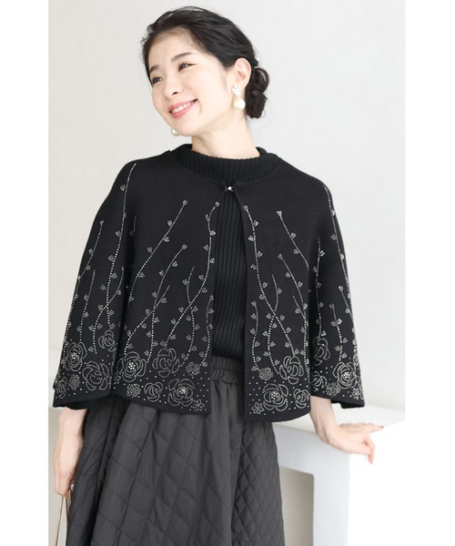 cawaii（カワイイ）の「（黒）ストーンが煌めく花柄の2wayボレロ（カーディガン/ボレロ・レディース・ブラック・FREE）」の2枚目の写真