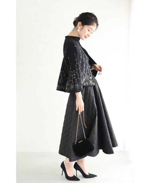 cawaii（カワイイ）の「（黒）ストーンが煌めく花柄の2wayボレロ（カーディガン/ボレロ・レディース・ブラック・FREE）」の4枚目の写真