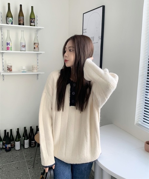HALEY PESCA（ヘーリーペスカ）の「HALEY PESCA/カラー切替 ニットポロシャツ（ポロシャツ・レディース・グレー/ネイビー/ピンク/ホワイト・FREE）」の20枚目の写真