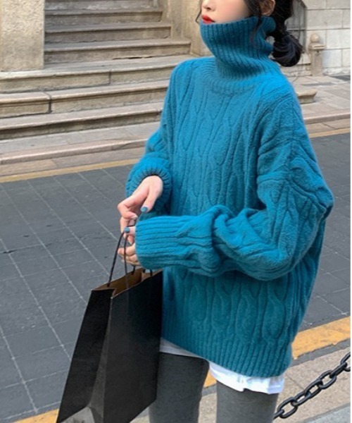 gossip！ロサンゼルス（ゴシップロサンゼルス）の「ハイネックローゲージニット（ニット/セーター・レディース・レッド/オフホワイト/オレンジ/ブルー・FREE）」の2枚目の写真