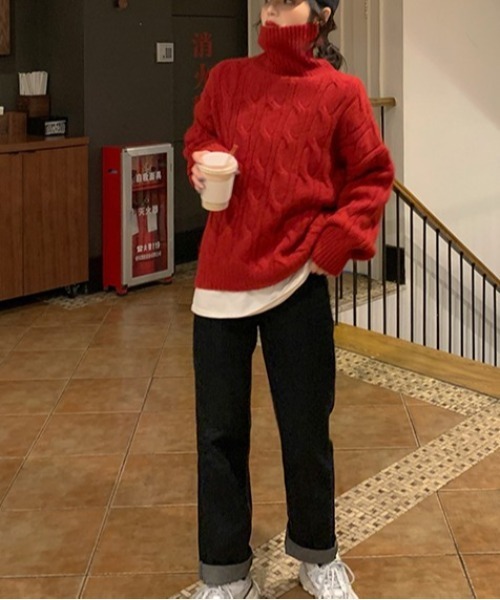 gossip！ロサンゼルス（ゴシップロサンゼルス）の「ハイネックローゲージニット（ニット/セーター・レディース・レッド/オフホワイト/オレンジ/ブルー・FREE）」の8枚目の写真