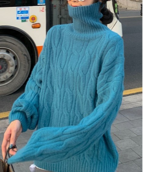 gossip！ロサンゼルス（ゴシップロサンゼルス）の「ハイネックローゲージニット（ニット/セーター・レディース・レッド/オフホワイト/オレンジ/ブルー・FREE）」の6枚目の写真