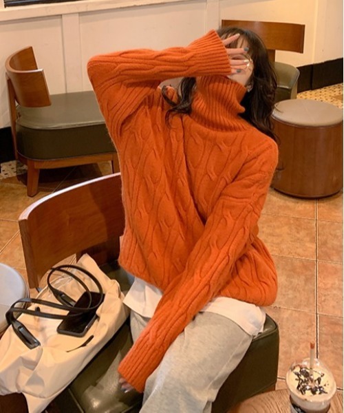 gossip！ロサンゼルス（ゴシップロサンゼルス）の「ハイネックローゲージニット（ニット/セーター・レディース・レッド/オフホワイト/オレンジ/ブルー・FREE）」の18枚目の写真