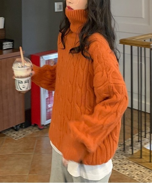 gossip！ロサンゼルス（ゴシップロサンゼルス）の「ハイネックローゲージニット（ニット/セーター・レディース・レッド/オフホワイト/オレンジ/ブルー・FREE）」の13枚目の写真