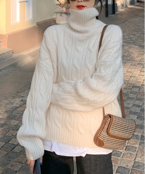 gossip！ロサンゼルス（ゴシップロサンゼルス）の「ハイネックローゲージニット（ニット/セーター・レディース・レッド/オフホワイト/オレンジ/ブルー・FREE）」の17枚目の写真