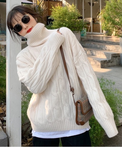 gossip！ロサンゼルス（ゴシップロサンゼルス）の「ハイネックローゲージニット（ニット/セーター・レディース・レッド/オフホワイト/オレンジ/ブルー・FREE）」の16枚目の写真