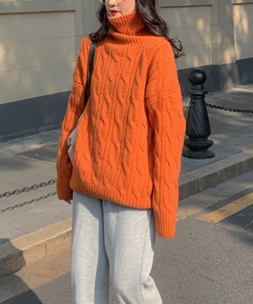 gossip！ロサンゼルス（ゴシップロサンゼルス）の「ハイネックローゲージニット（ニット/セーター・レディース・レッド/オフホワイト/オレンジ/ブルー・FREE）」の19枚目の写真