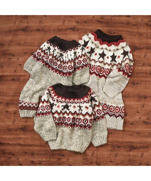 BREEZE（ブリーズ）の「ノルディックニット（ニット/セーター・キッズ・ベージュ/グリーン・100/90/140/120）」の12枚目の写真