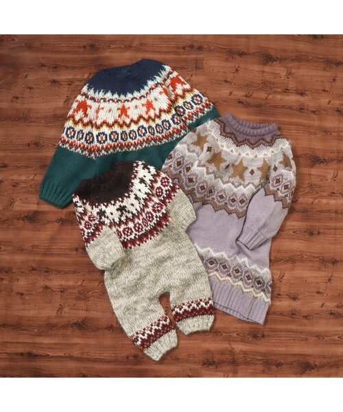 BREEZE（ブリーズ）の「ノルディックニット（ニット/セーター・キッズ・ベージュ/グリーン・100/90/140/120）」の17枚目の写真