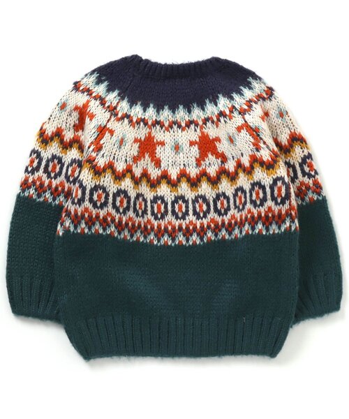 BREEZE（ブリーズ）の「ノルディックニット（ニット/セーター・キッズ・ベージュ/グリーン・100/90/140/120）」の4枚目の写真