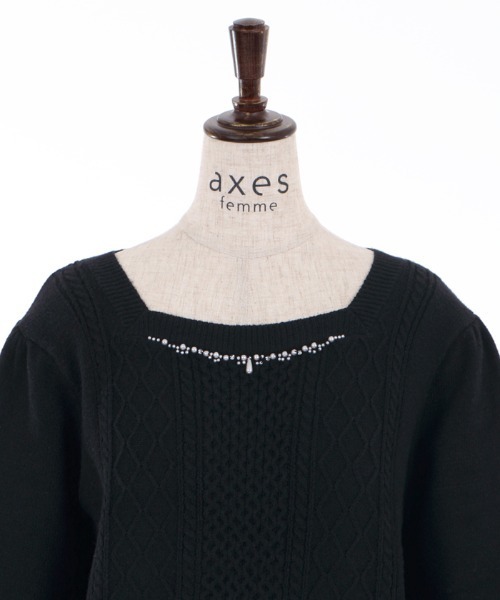 axes femme(アクシーズファム)の「スクエアニットPO(ニット/セーター・レディース・ブラック/ブラウン/キナリ・MEDIUM)」の10枚目の写真